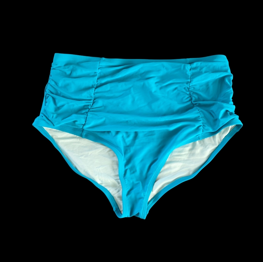 NWT Cupshe Light Teal Lined Bikini Bottom Side-Ruched Sz 2x